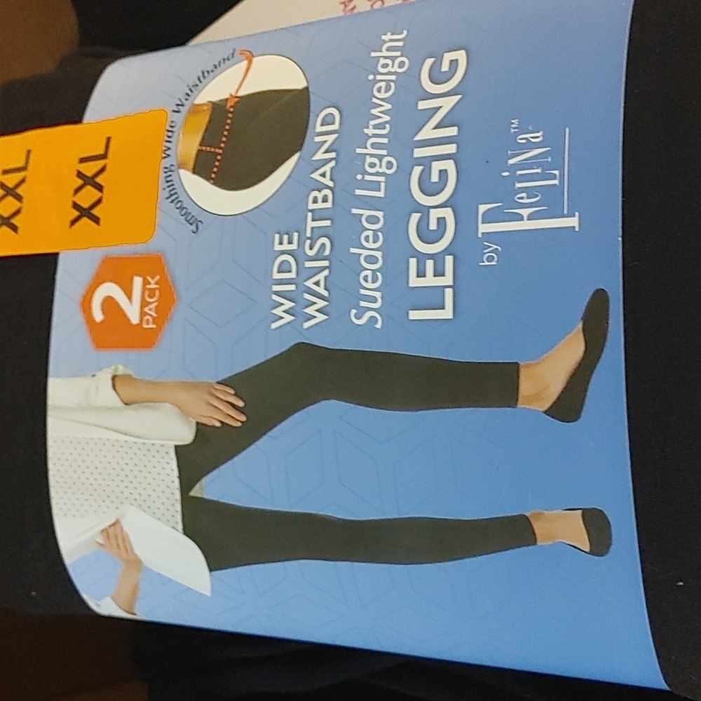 NWT Felina‎ 2 Pack Wide Waistband Sueded Lightweight Legging Black